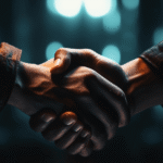 Duas pessoas assinando um contrato em uma mesa escura, representando a transparência ao contratar uma agência de criação de sites.